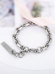 1入組嘻哈風格不銹鋼&銀灰色的厚手鏈適合男士,日常通勤配件