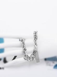 1入組嘻哈風格不銹鋼&銀灰色的厚手鏈適合男士,日常通勤配件