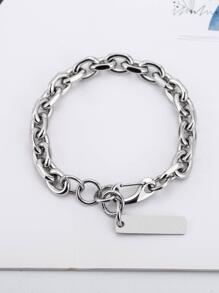 1入組嘻哈風格不銹鋼&銀灰色的厚手鏈適合男士,日常通勤配件