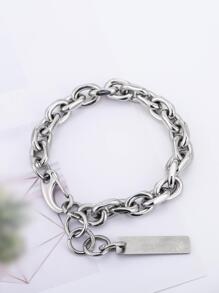 1入組嘻哈風格不銹鋼&銀灰色的厚手鏈適合男士,日常通勤配件