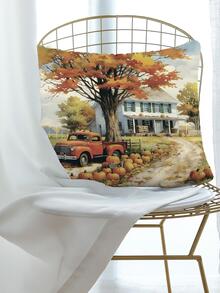 車和南瓜圖案靠墊套不附帶墊芯 - 彩色 - 查看 4