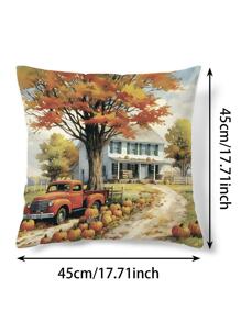 車和南瓜圖案靠墊套不附帶墊芯 - 彩色 - 查看 2