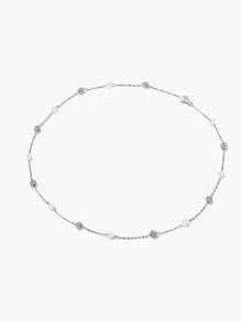 1pc S925 Silver Dainty Elegant Collarbone Necklace, Simple Yet Versatile, Unique Y-Shaped Necklace With Alternating Pearl & Rhinestone Ball Pendants, Ideal As Gift For Girlfriend Or Special Occasions Holiday - Silver - View 6