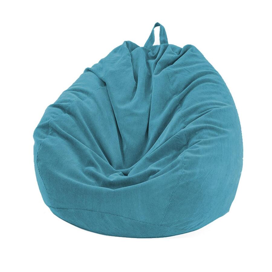Couch Soft Corduroy Bean Bag Cover Chairs Living Room Lazy Sofa Without Filler - Màu xanh lam - Xem 1