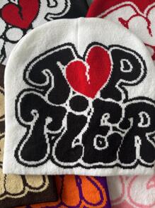 1入組女性字母圖案時尚Y2K豆豆帽,適用於裝飾用品