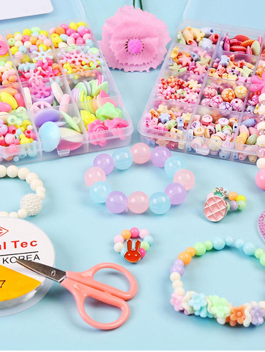 DIY兒童拼圖珠玩具24格，女孩可以自己製作珠子 - 彩色 - 查看 1