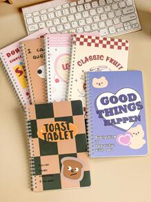 MOKA al azar con dibujos animados Funda A5 Cuaderno espiral , forro Bloc - Multicolor - Ver 1