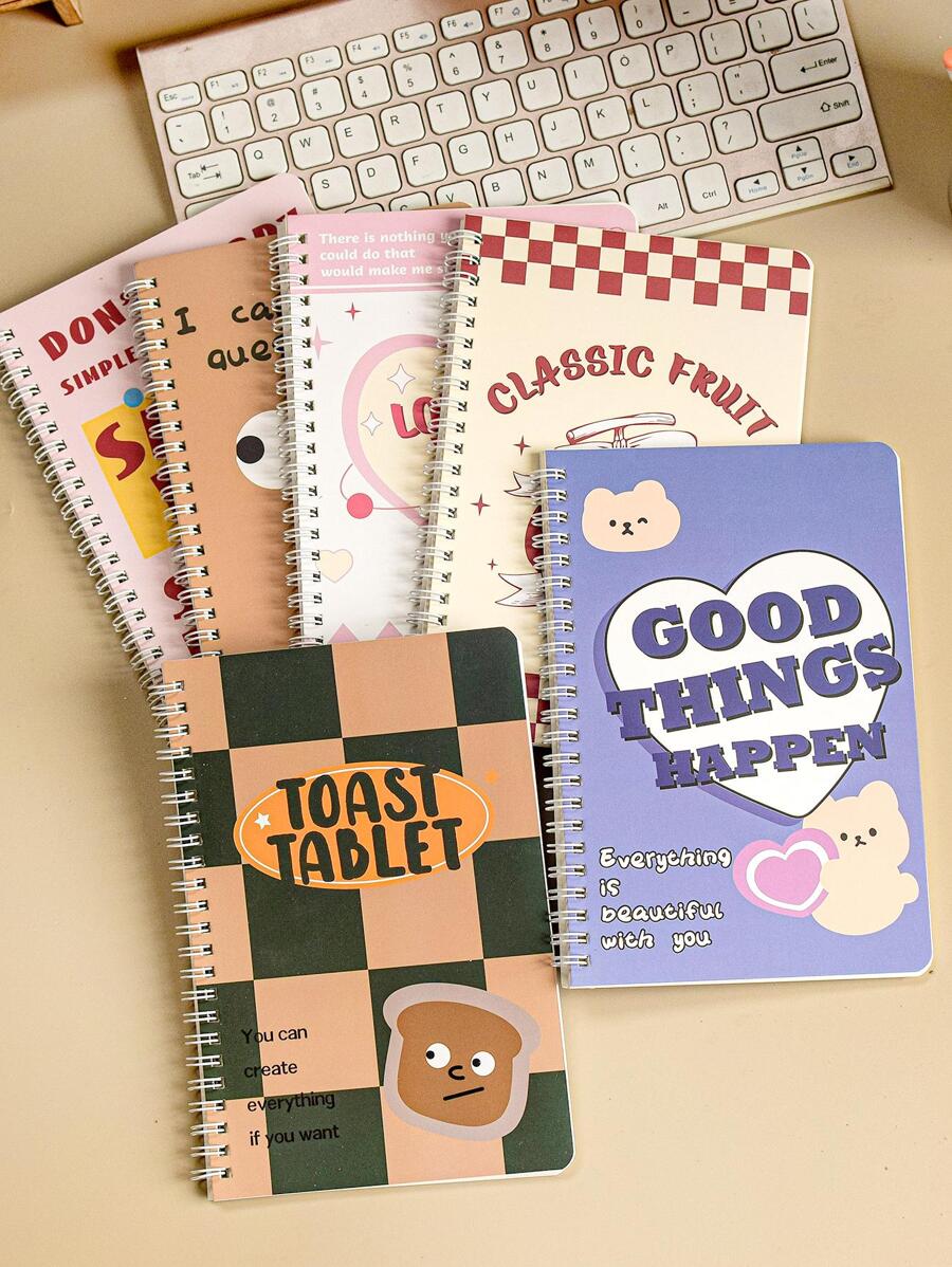 MOKA al azar con dibujos animados Funda A5 Cuaderno espiral , forro Bloc - Multicolor - Ver 1