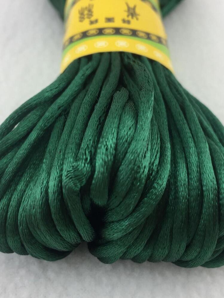 2.5Mm Escuro Verde Nylon Cordão Corda Diy Jóias Fabricação De Pulseiras Miçanga Fio Arame Forte Trançado Macramé Cetim De Seda - Verde Escuro - Visão 2