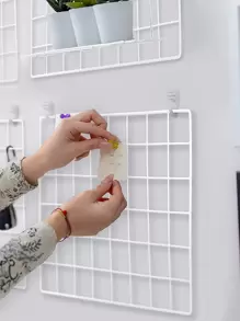 1pc White Grid Photo Wall Wire Grid Panel Picture Display Iron Decorative Rack Photograph Wall Ins Display Photo Wall 12x12 Inches,Home Decor ,Room Decor,Wall Decor Gifts Birthday Graduation - White - View 2