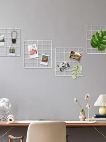 1pc White Grid Photo Wall Wire Grid Panel Picture Display Iron Decorative Rack Photograph Wall Ins Display Photo Wall 12x12 Inches,Home Decor ,Room Decor,Wall Decor Gifts Birthday Graduation - White - View 6