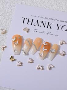 10Pcs White Butterfly Shaped Zinc Alloy Decorations Diy Nail Charms Nail Gems Nail Supplies Nails