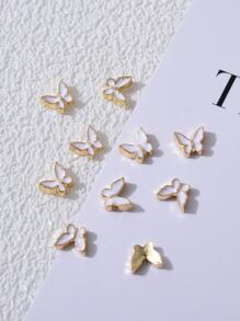 10Pcs White Butterfly Shaped Zinc Alloy Decorations Diy Nail Charms Nail Gems Nail Supplies Nails