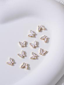 10Pcs White Butterfly Shaped Zinc Alloy Decorations Diy Nail Charms Nail Gems Nail Supplies Nails