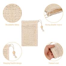 5入組帶抽繩肥皂袋，去角質網狀肥皂袋，天然纖維肥皂袋肥皂，劍麻肥皂袋肥皂節省劑，用於碎屑，起泡，肥皂，去角質，按摩，沐浴 - 杏色 - 查看 5