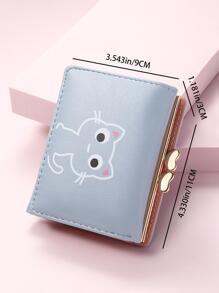 High Quality Girl Iron Frame Wallet, Cartoon Cat Short Purse - Baby Blue - View 8