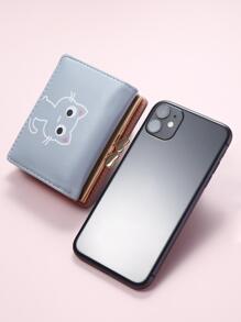 High Quality Girl Iron Frame Wallet, Cartoon Cat Short Purse - Baby Blue - View 5