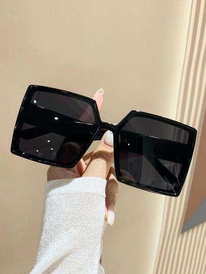 1 Pair Unisex Extra Large Square Plastic Frame Retro Fashion Glasses, Versatile For Summer, Suitable For Vacation, Travel, Sports, Beach, Driving, Leisure, Street, Fishing, Outdoor Activities, Parties, Etc.