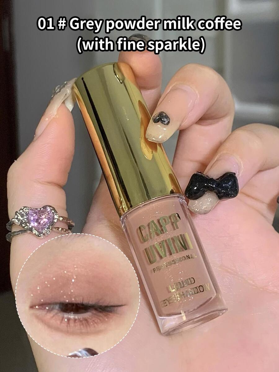 Cappuvini 液體眼影,1入組持久珠光防水不易脫妝眼影棒帶精細閃光 - 咖啡棕 - 查看 1