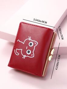 High Quality Girl Iron Frame Wallet, Cartoon Cat Short Purse - Red - View 8