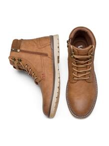 SHOESMALL Men's Fashionable High Top Work Boots Motorcycle Combat Ankle Dress Boots Casual Boots For Men Valentine's Day Date Shoes - màu nâu - Xem 8