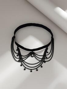 1 Thời Trang Đơn Giản Ngôi Sao Tua Rua Dây Chuyền Đùi Cho Nữ Cho Tiệc Lễ Hội - màu đen - Xem 3