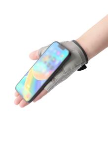 Letter Graphic Fingerless Sports Gloves - Black - View 5