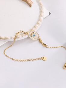 1入組多色歐美風格全水鑽眼形油滴吊墜不銹鋼女士手鍊 - 金色 - 查看 2