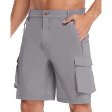 Men Flap Pocket Side Cargo Shorts - Màu Xám nhạt - Xem 2