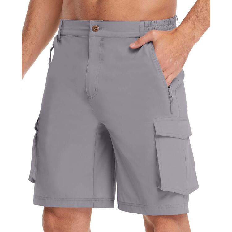 Men Flap Pocket Side Cargo Shorts - 淺灰色 - 查看 2