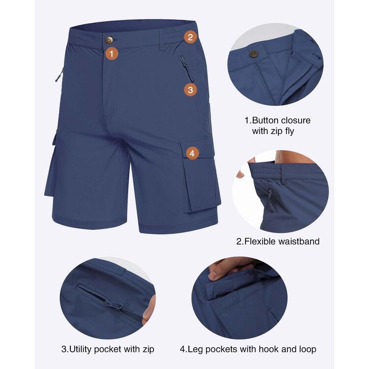 Men Flap Pocket Side Cargo Shorts - 淺灰色 - 查看 4