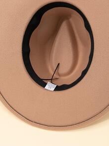 Leaf Decor Fedora Hat - Beige - View 4