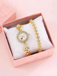 de moda dorado Reloj con pulsera Set adecuado para uso diario - Dorado - Ver 2