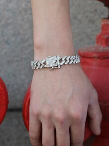 1 Máy Tính Hip Hop Hoàn Toàn Kim Cương Giả Trang Trí Nam Thoáng Mát Vòng Tay Dây Xích Phụ Kiện - Bạc - Xem 2