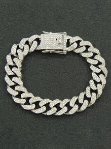 1 Máy Tính Hip Hop Hoàn Toàn Kim Cương Giả Trang Trí Nam Thoáng Mát Vòng Tay Dây Xích Phụ Kiện - Bạc - Xem 1
