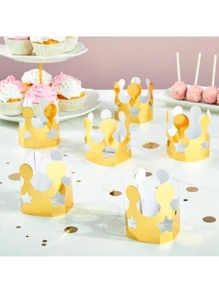Blue Panda 48 Pack Mini Gold Foil Paper Crowns for Kids Birthday Themed Decor, Photo Props (3.3 x 3 In) - Vàng - Xem 1