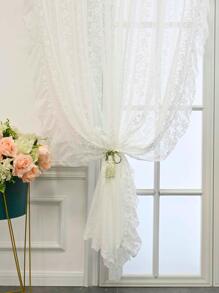 1 Pháp Lãng Mạn Ren Trắng Sọc Dọc Màn Sheer Viền Hoa, cho Phòng Khách Phòng Ngủ Sang Trọng Trang Trí Nhà - trắng - Xem 4