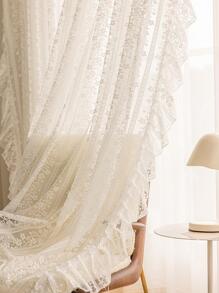 1 Pháp Lãng Mạn Ren Trắng Sọc Dọc Màn Sheer Viền Hoa, cho Phòng Khách Phòng Ngủ Sang Trọng Trang Trí Nhà - trắng - Xem 2