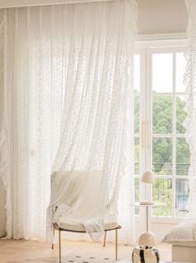 1 Pháp Lãng Mạn Ren Trắng Sọc Dọc Màn Sheer Viền Hoa, cho Phòng Khách Phòng Ngủ Sang Trọng Trang Trí Nhà - trắng - Xem 1