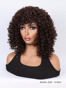 Tóc giả tổng hợp chịu nhiệt màu nâu sẫm, kích thước trung bình và nhỏ, 14 inch, làm bằng máy, dùng hàng ngày cho phụ nữ - Tóc giả tổng hợp mềm mại, chất lượng tốt, trông tự nhiên - màu nâu - Xem 2