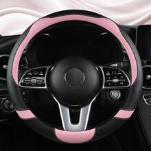 Black & Pink And Skin-Friendly Faux Leather Steering Wheel Cover With Inner Ring - Multicolor - View 1