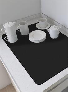 1 tấm thảm bếp bằng bùn diatom silicon chịu nhiệt, miếng lót thoát nước chống trượt, miếng lót cách nhiệt chống bỏng, miếng lót ly làm khô bát đĩa có thiết kế hút chân không, miếng lót máy pha cà phê, miếng lót ly, miếng lót ly bồn rửa, miếng lót quầy pha cà phê, miếng lót cho thú cưng, miếng lót ly, phụ kiện nhà bếp - màu đen - Xem 2