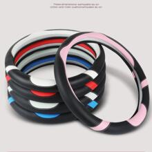 Black & Pink And Skin-Friendly Faux Leather Steering Wheel Cover With Inner Ring - Multicolor - View 5
