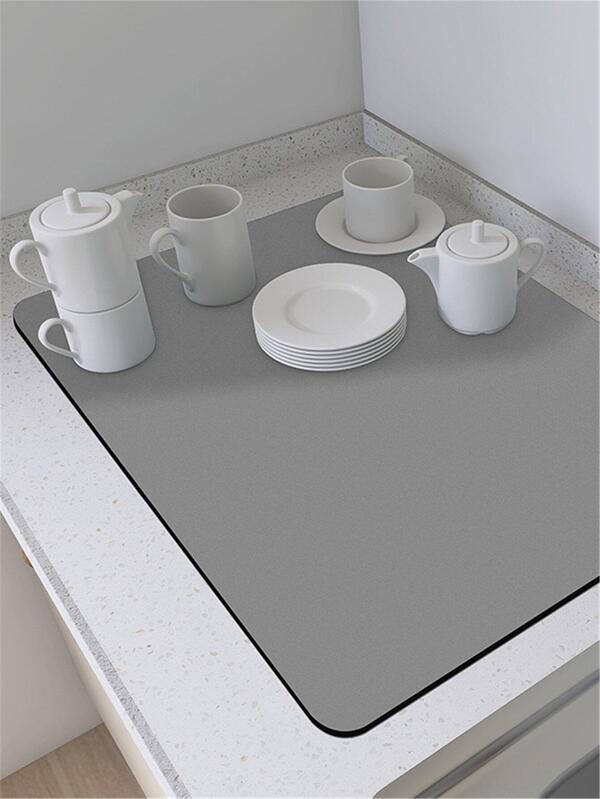 1pc Heat Resistant Silicone Diatom Mud Kitchen Countertop Mat, Non-Slip Water Absorbent Drain Pad, Heat Insulation Anti-Scalding Placemat, Dish Drying Coaster With Suction Leave-In Design,Coffee Machine Mat, Place Mat, Sink Coaster, Coffee Bar Mat, Pet Mat, Placemat, Home Kitchen Accessories