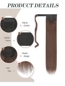 Extensión del pelo largo recto coleta sintético - Dark Brown - Ver 4
