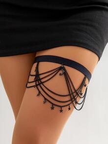 1 Thời Trang Đơn Giản Ngôi Sao Tua Rua Dây Chuyền Đùi Cho Nữ Cho Tiệc Lễ Hội - màu đen - Xem 2