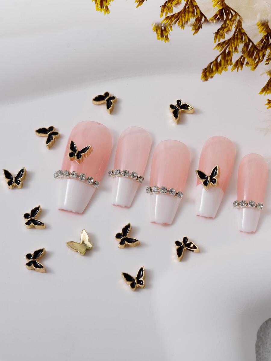 10 chiếc hợp kim hình con bướm màu đen dùng để trang trí móng tay - Nhiều màu - Xem 1
