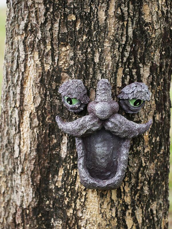 Tree Face Yard Decoration Garden Resin Sculpture Bird Feeder Garden