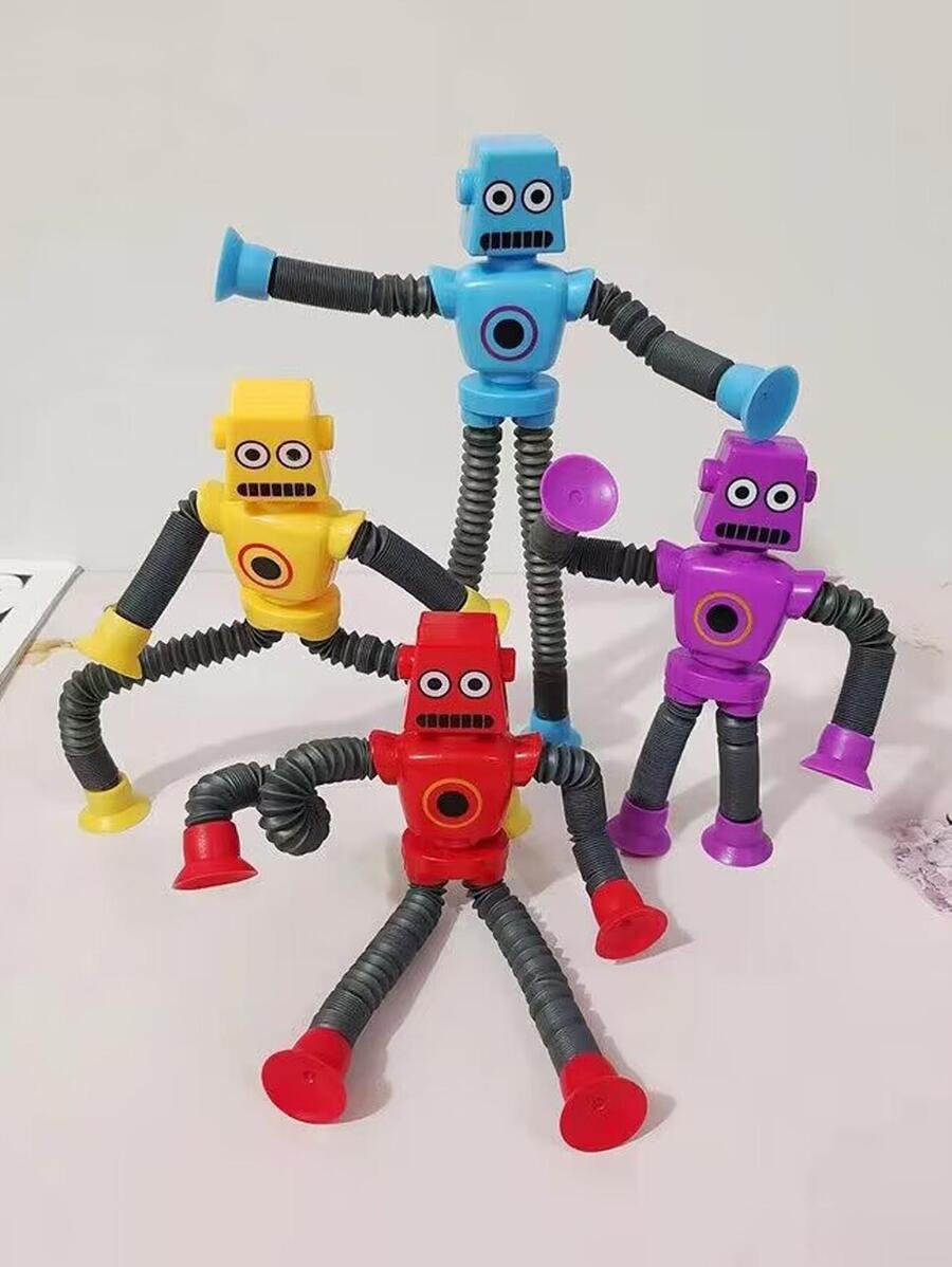 1入組吸盤機器人玩具，帶多位置拉伸軟管減壓和趣味減壓玩具 - 彩色 - 查看 1