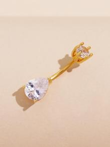 Rhinestone Water-drop Decor Navel Belly Ring - Yellow Gold - View 3